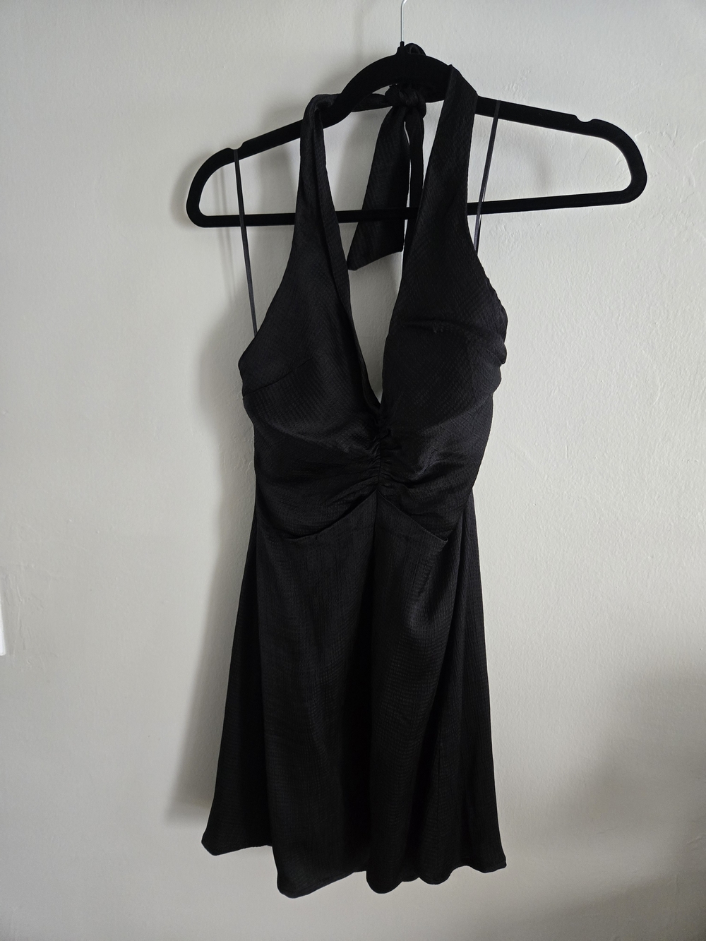 Zara Black Halter Midi Dress with Tie Neck
